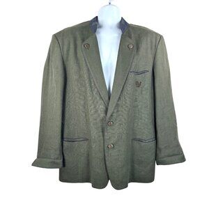 Lodenfrey Linen‎ academia embroidered military blazer olive 90s sz 46(L/XL)